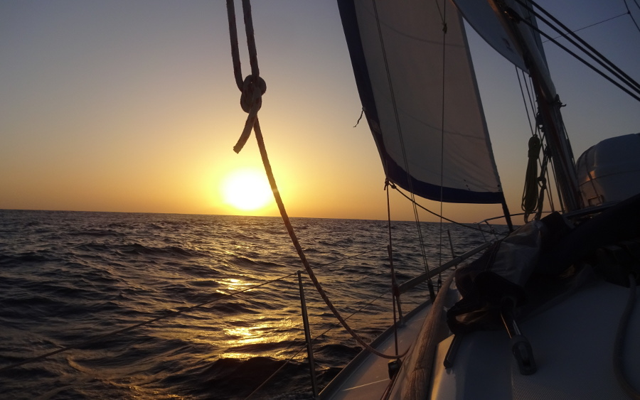 sailing towards the sunset
