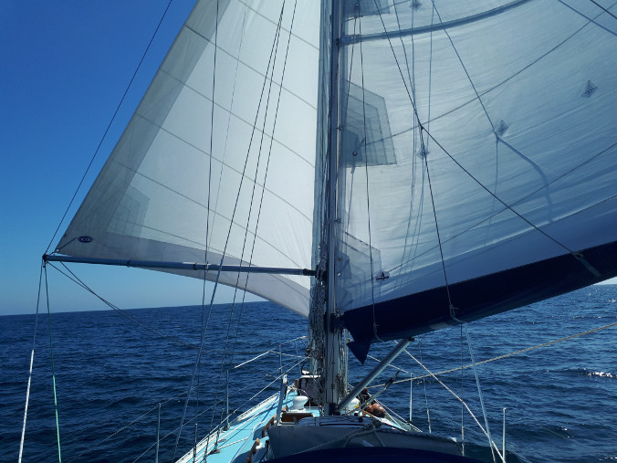 Downwind sailing in Bay of Biscay